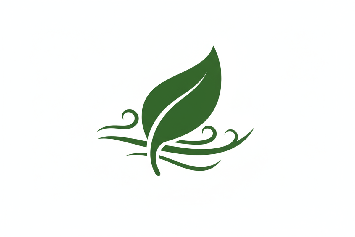 an svg icon of a green leaf swirling in the wind