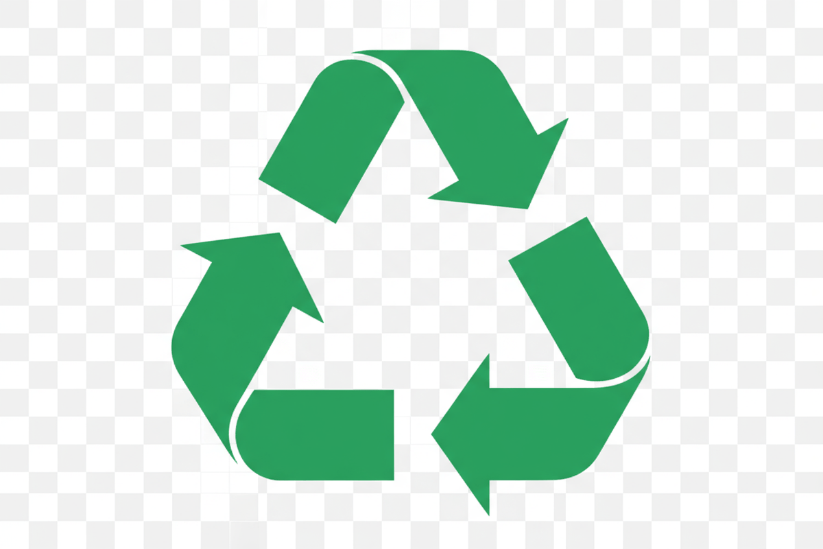 icon of recycling symbol on a transparent background