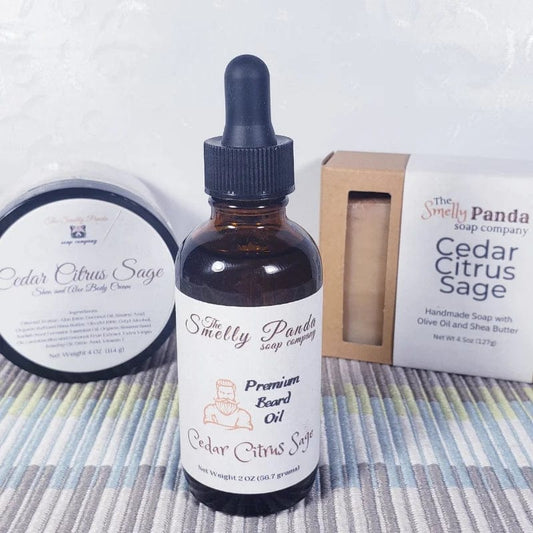 Cedar Citrus Sage Self Care Beard Oil Trio Bundle Gift Set