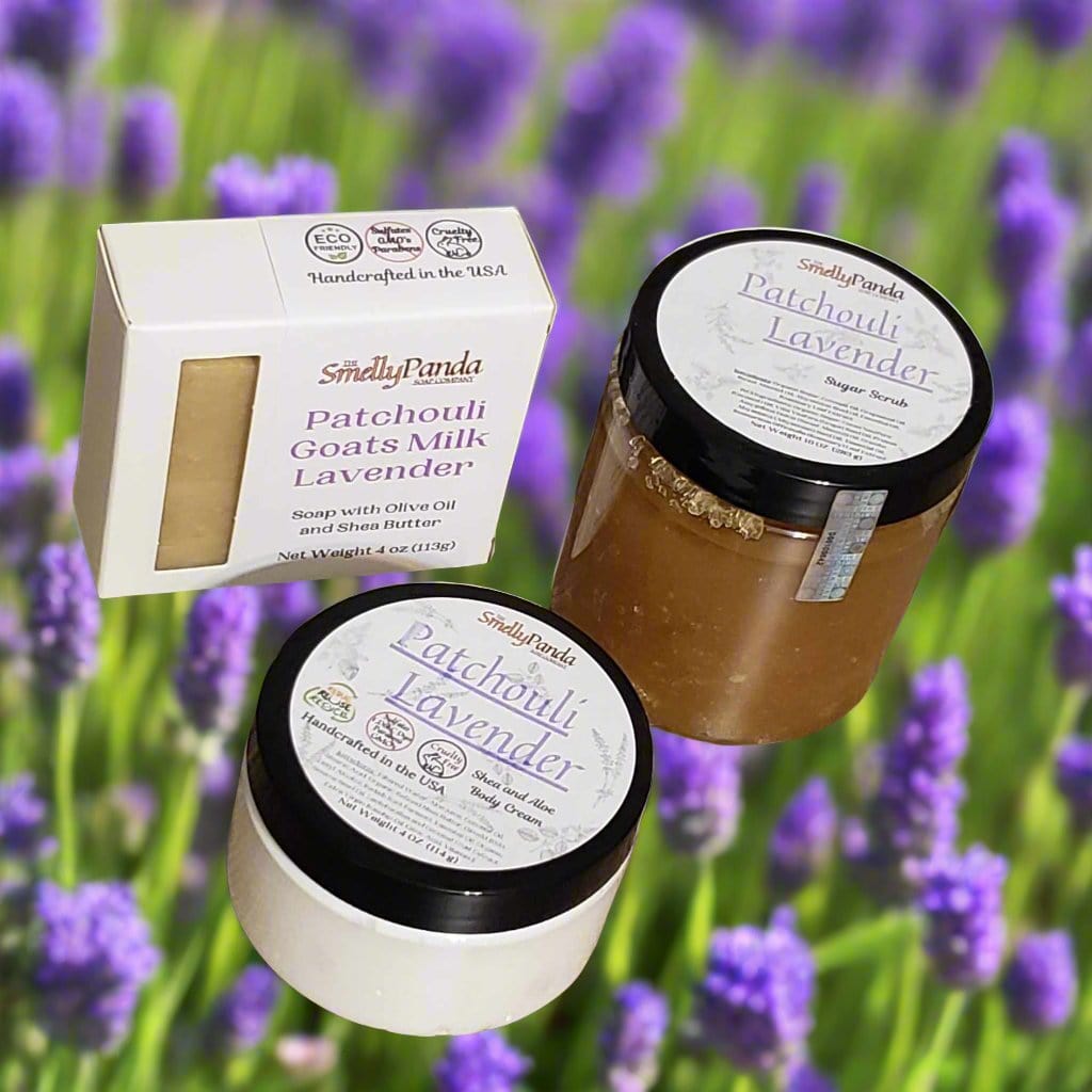 The Smelly Panda Soap Company,LLC Patchouli Lavender Trio Self Care Bundle